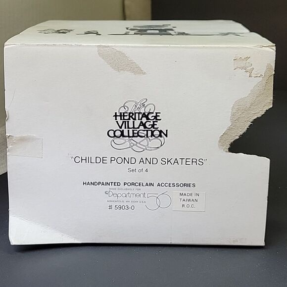 Department 56 CHILDE POND AND SKATERS Set of 4 Dickens Heritage Village 5903-0 - Picture 2 of 12